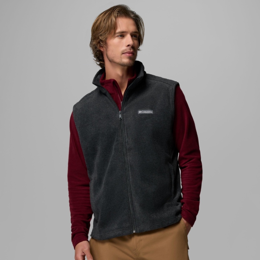 Columbia Full Zip Fleece Vest Charcoal Gray Size L